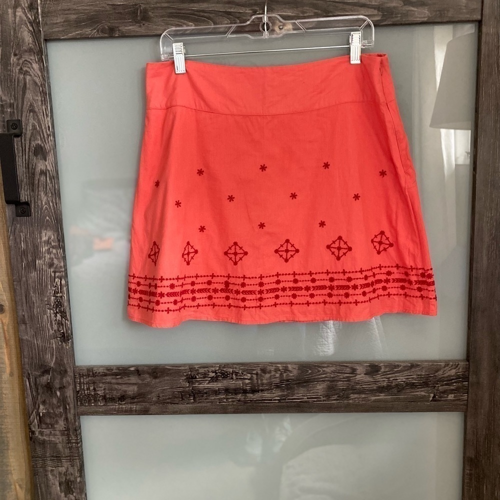 Prana embroidered mini skirt coral size 8